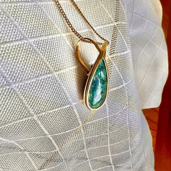 14K Gold Mosaic Australian Opal Pendant, Opal Jewelry, Australian Jewelry - Picture 11 of 14